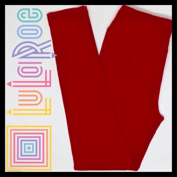 LuLaRoe Pants - LuLaRoe Solid Red OS Leggings RARE UNICORN LLR